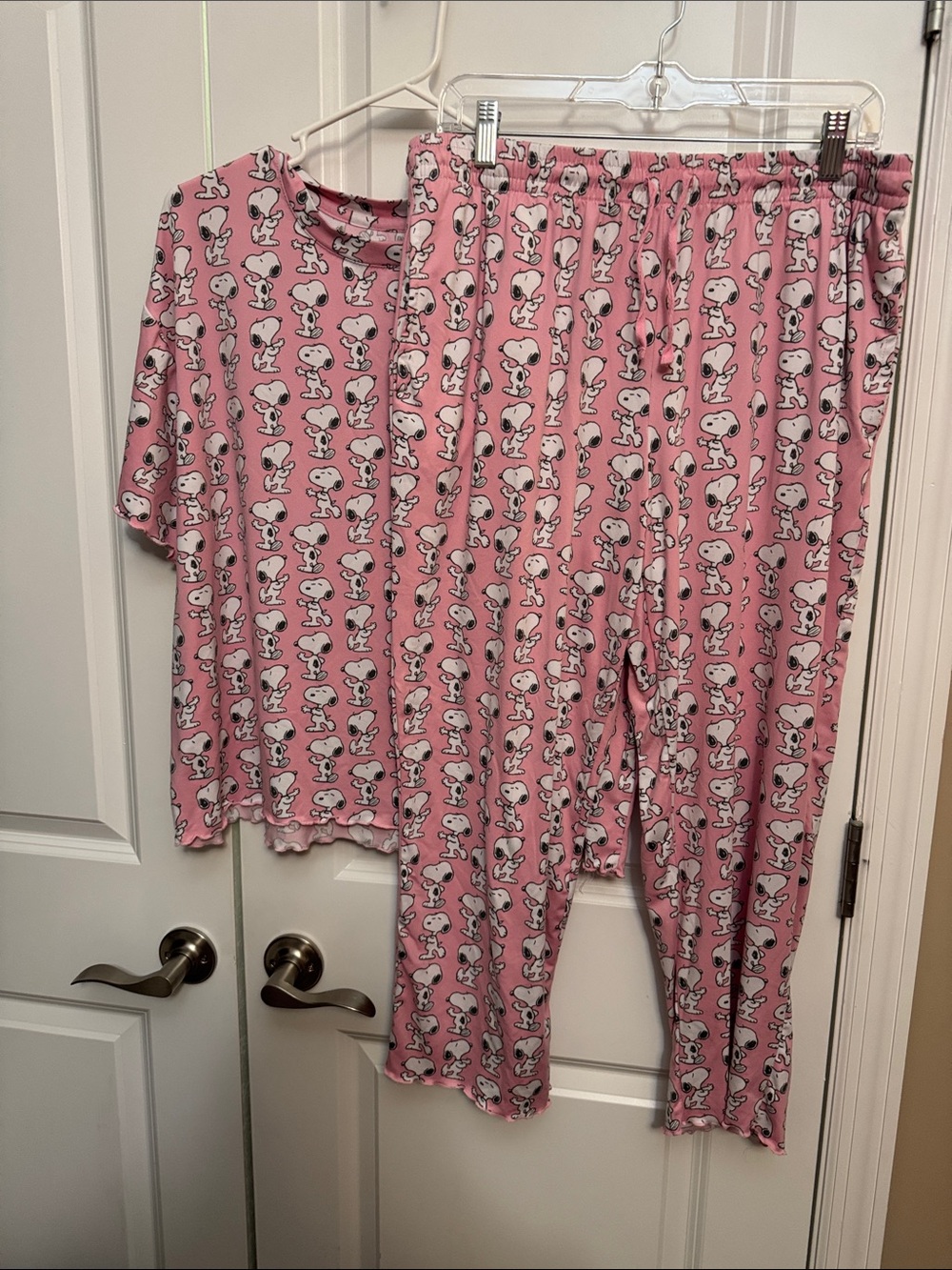 Peanuts Pink Snoopy Print Two-Piece Pajama Set